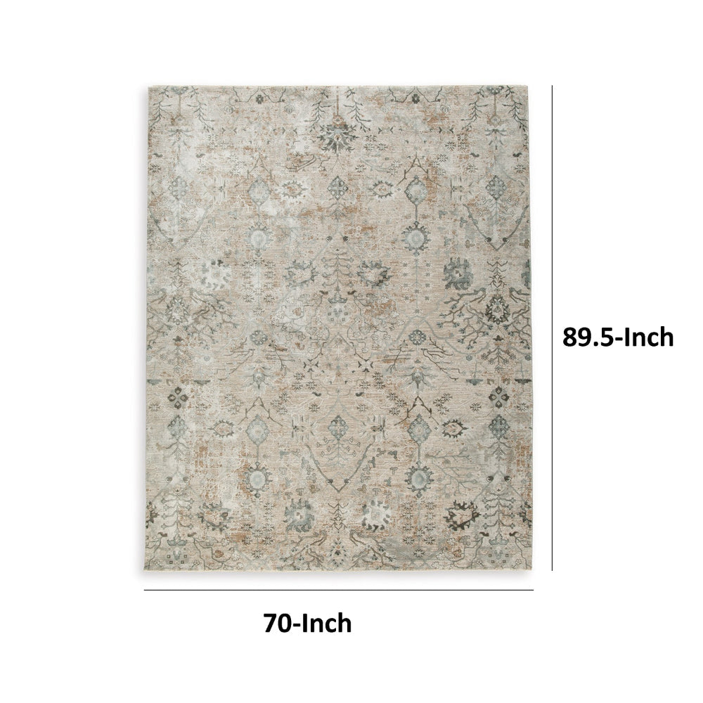 Sula 8 x 10 Area Rug, Elegant Classic Neutral Abstract Polyester, Cotton By Casagear Home