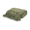 Emily Throw Blanket Set of 3 Textured Woven Knotted Fringe Green Polyester By Casagear Home BM318576