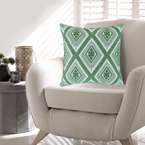 Ashley Valey 16" Accent Pillow Set of 4, Indoor Outdoor Green White