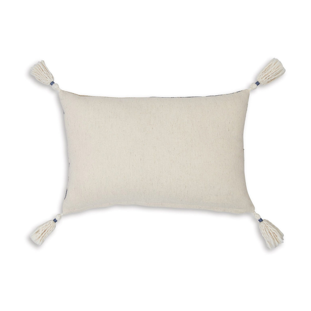 Zony 14 x 22 Lumbar Accent Pillow Set of 4, Boho Tassels, Medallion, Ivory By Casagear Home