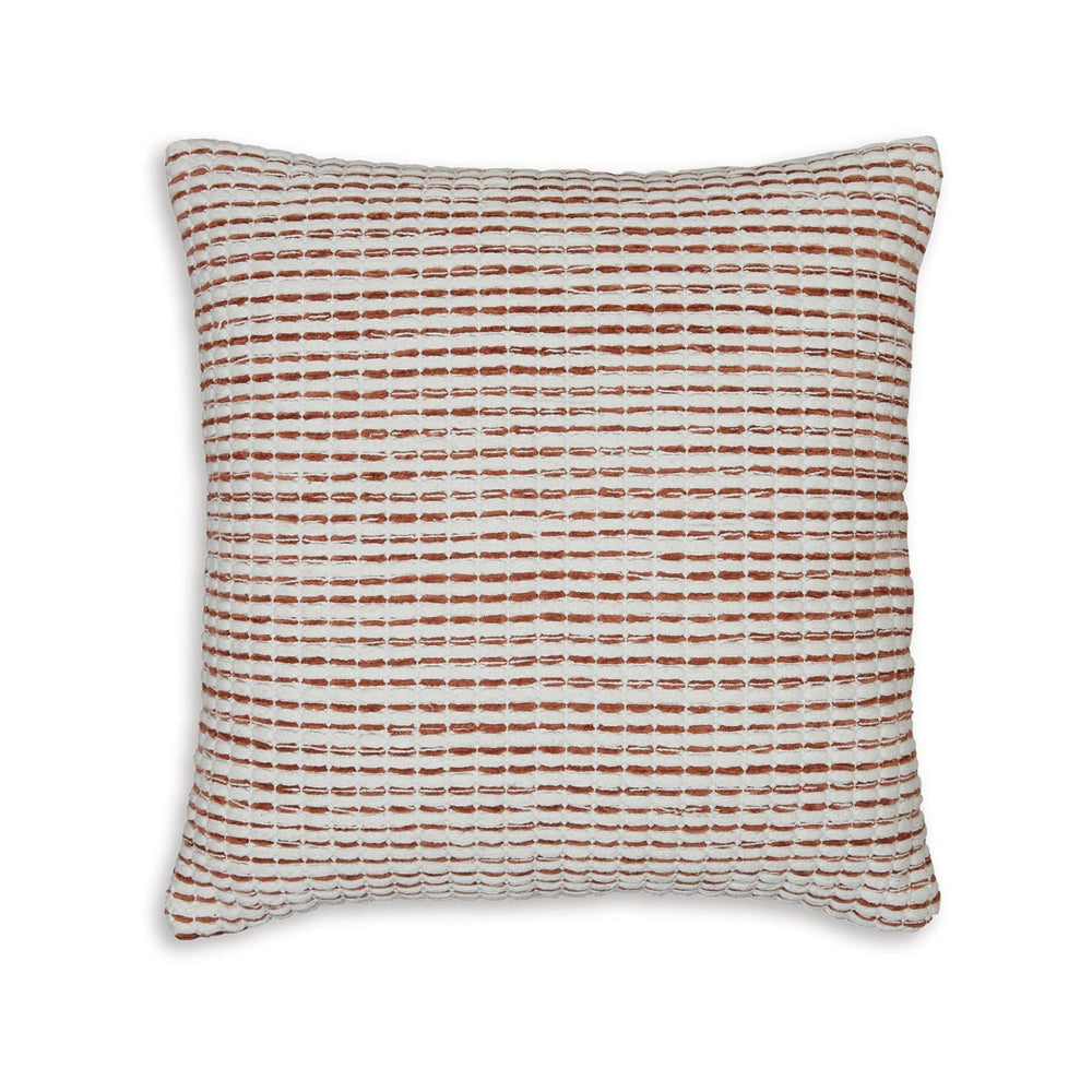 Lien 19 Inch Throw Pillow Set of 4 Striped Design White Brown Cotton By Casagear Home BM318584