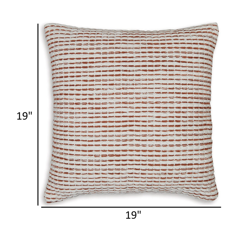 Lien 19 Inch Throw Pillow Set of 4 Striped Design White Brown Cotton By Casagear Home BM318584