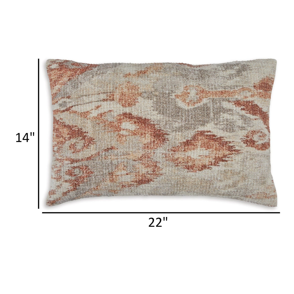 Vear 14 x 22 Lumbar Accent Pillow Set of 4, Woven Ikat Design, Brown, Ivory By Casagear Home