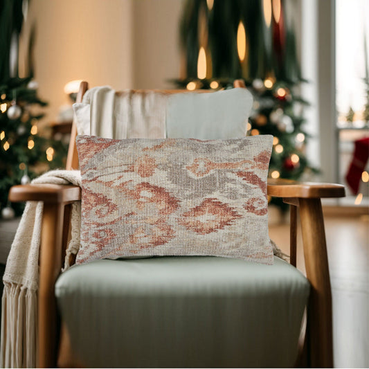 Ashley Vear 14 x 22 Lumbar Accent Pillow Set of 4, Ikat Brown Ivory