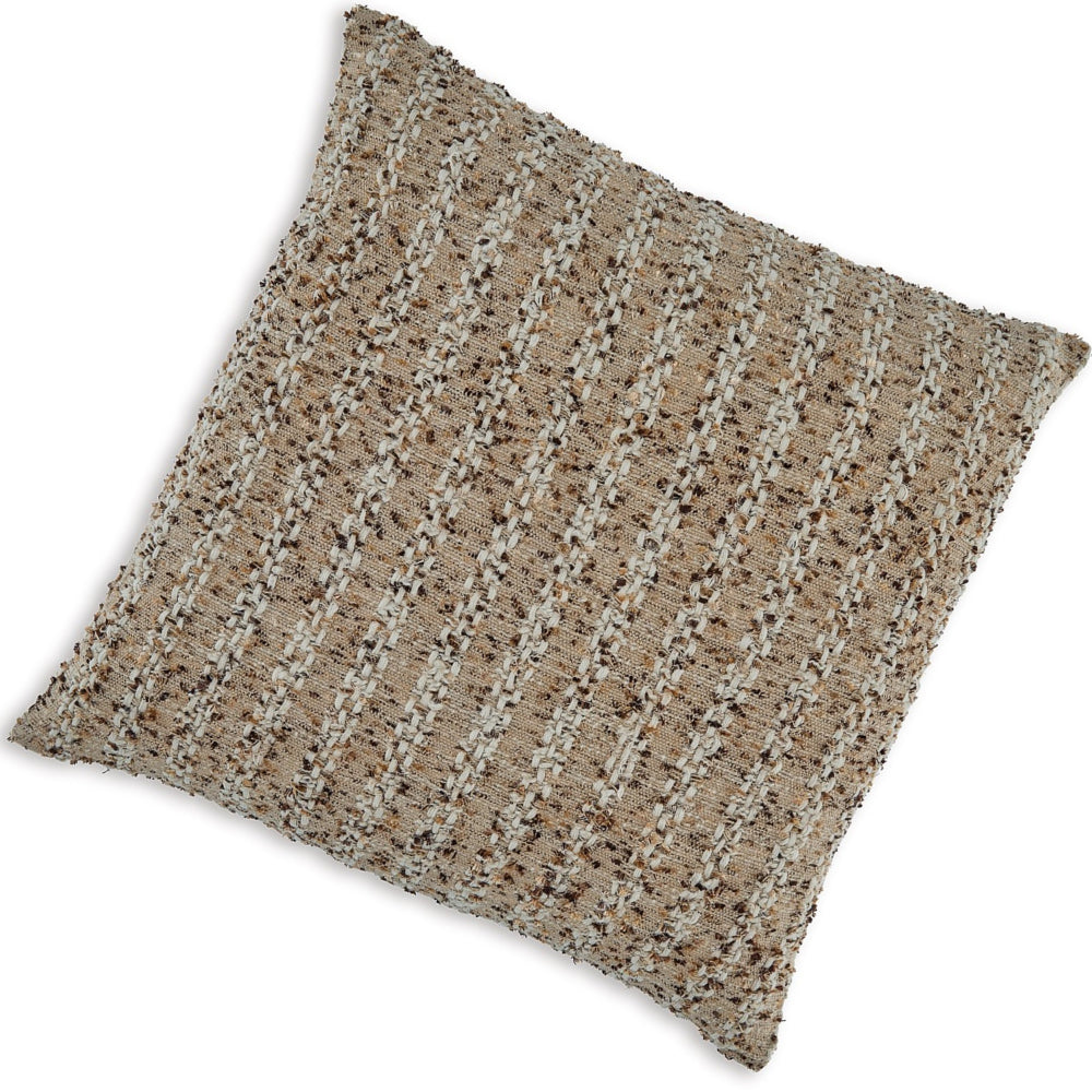 Lany 22 Inch Accent Pillow Set of 4, Woven Striped Design, Zipper, Brown By Casagear Home