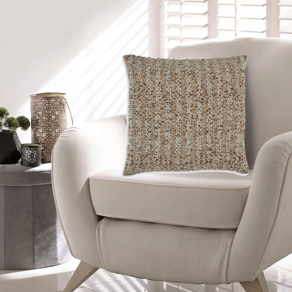 Ashley Lany 22" Accent Pillow Set of 4, Woven Stripe Design, Brown