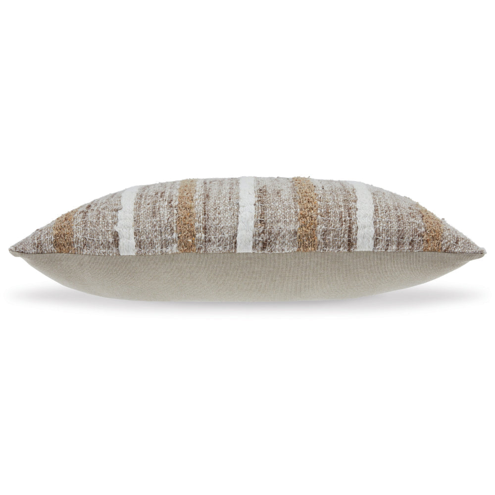 Ishy 14 x 22 Lumbar Accent Pillow Set of 4 Stripe Design Brown White By Casagear Home BM318591
