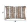 Ishy 14 x 22 Lumbar Accent Pillow Set of 4, Stripe Design, Brown White By Casagear Home