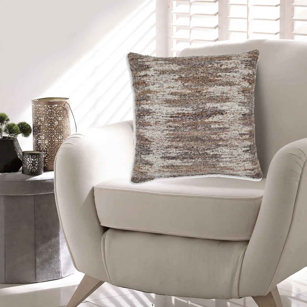 Nely 22 Inch Accent Pillow Set of 4, Handwoven Abstract Design, Ivory Brown By Casagear Home
