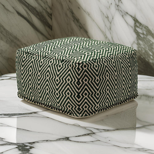 Ashley Fena 23" Ottoman Pouf, Handwoven, Zipper Cover, Black White