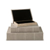 Jolly Decor Storage Book Box Set of 3 Beige Linen Black Velvet Lining By Casagear Home BM318596