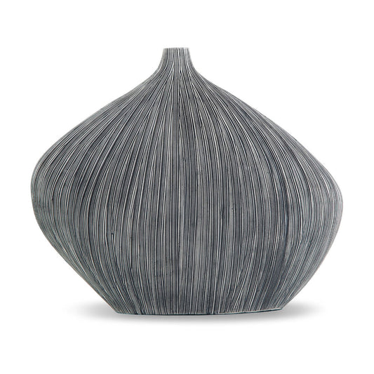 Crew Decorative Vase, Asymmetrical Design, Black Polyresin Frame, 16 Inch By Casagear Home