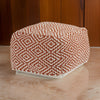 Ashley Sena 22" Ottoman Pouf, Handwoven Pattern, Red White