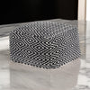 Sena 22 Inch Ottoman Pouf, Handwoven Pattern, Cotton Cover, Black White By Casagear Home