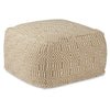 Sena 22 Inch Ottoman Pouf, Handwoven Pattern, Cotton Cover, Beige White By Casagear Home