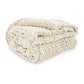 Deme Throw Blanket Set of 3, Hand Knitted Soft Chunky Chenille, Ivory White By Casagear Home