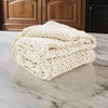 Deme Throw Blanket Set of 3 Hand Knitted Soft Chunky Chenille Ivory White By Casagear Home BM318614