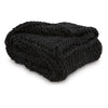 Deon Throw Blanket Set of 3, Hand Knitted Soft Chenille, Black Finish By Casagear Home