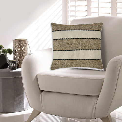 Ashley Fordy 20" Throw Pillow Set of 4, Woven Stripes Tan, Ivory