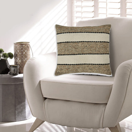 Ashley Fordy 20" Throw Pillow Set of 4, Woven Stripes Tan, Ivory