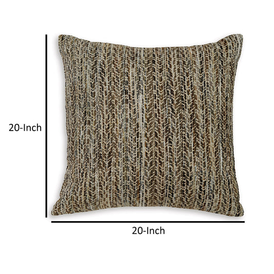 Ashley Nera 20" Accent Pillow Set of 4, Distressed Chevron Tan