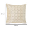Kyla 22 Inch Accent Pillow Set of 4, Embroidered Geometric Pattern, Cream By Casagear Home