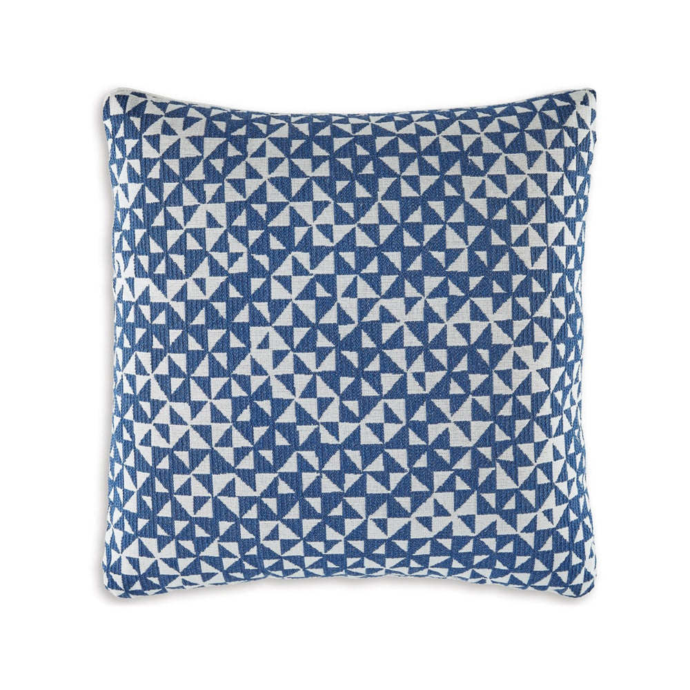 Coel 18 Inch Accent Pillow Set of 4, Indoor Outdoor Woven Geometric, Blue By Casagear Home