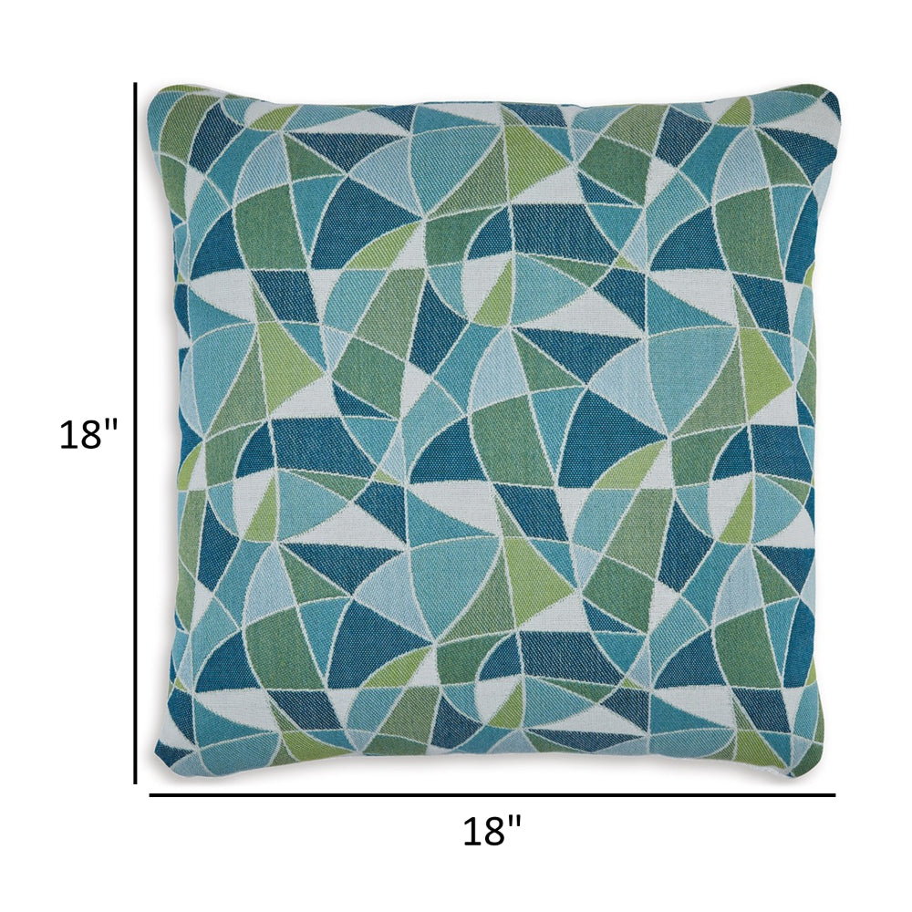 Sery 18 Inch Accent Pillow Set of 4, Indoor Outdoor Woven Geometric, Blue By Casagear Home