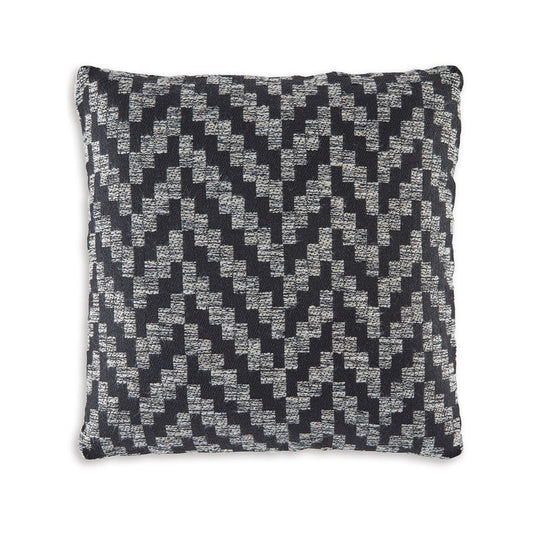 Loey Accent Pillow Set of 4, Indoor Outdoor Chevron, Black Gray Polyester By Casagear Home