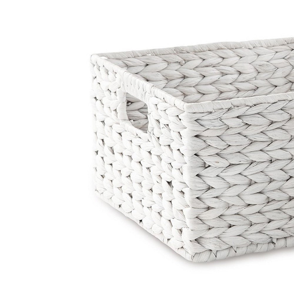 Lia Nesting Basket Set of 3 Water Hyacinth Woven Farmhouse White By Casagear Home BM318631