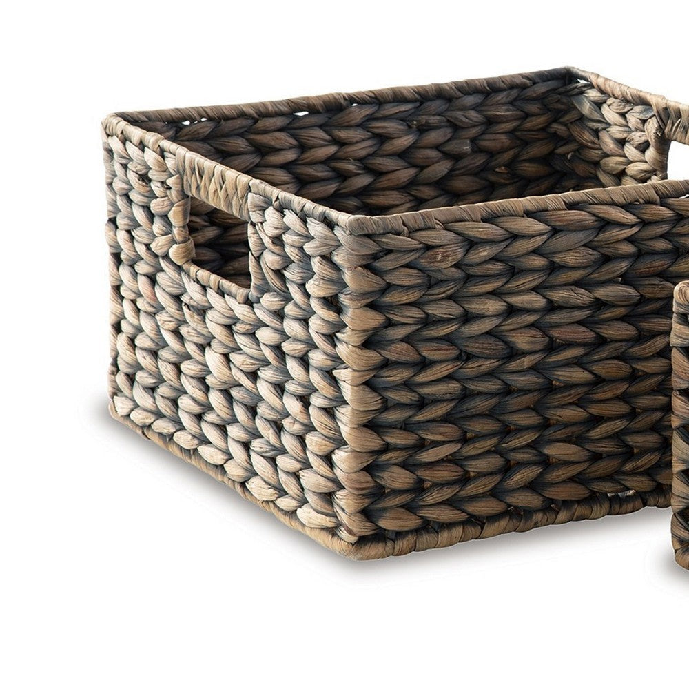 Lia Nesting Basket Set of 3 Water Hyacinth Woven Farmhouse Gray By Casagear Home BM318632