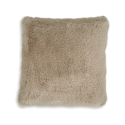 Ashley Difi Throw Pillow Set of 4, 20", Faux Rabbit Fur, Taupe