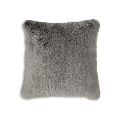 Ashley Difi Throw Pillow Set of 4, 20", Faux Rabbit Fur, Gray
