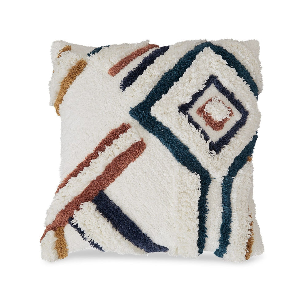 Ashley Throw Pillow Set of 4, 20", Whimsical Design, White, Blue