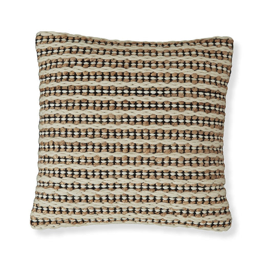 Ashley Throw Pillow Set of 4, 20", Cotton, Handwoven Stripe, Beige