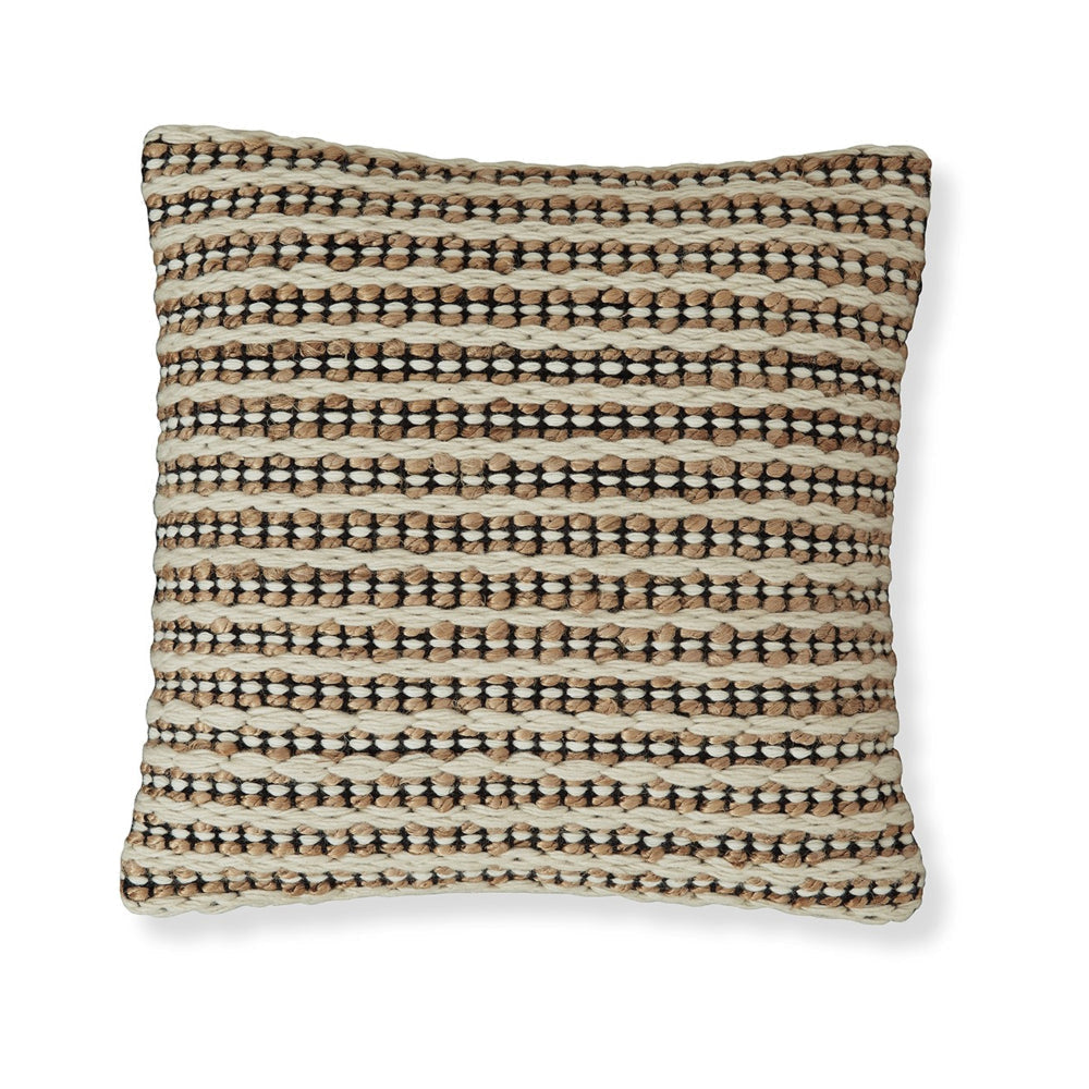 Ashley Throw Pillow Set of 4, 20", Cotton, Handwoven Stripe, Beige