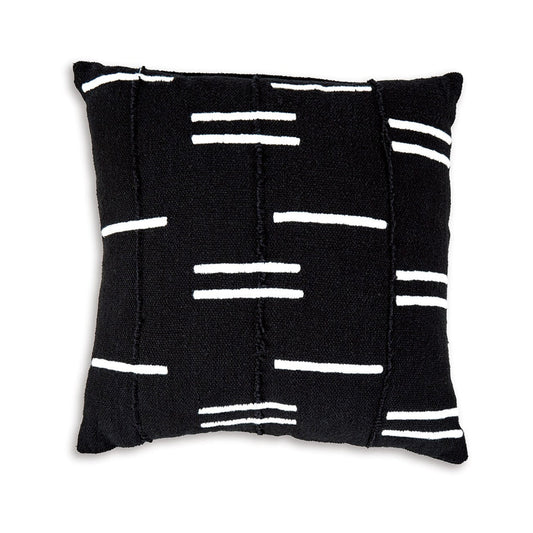 Throw Pillow Set of 4, 20 Inch, Cotton, White Patchwork, Crisp Black By Casagear Home