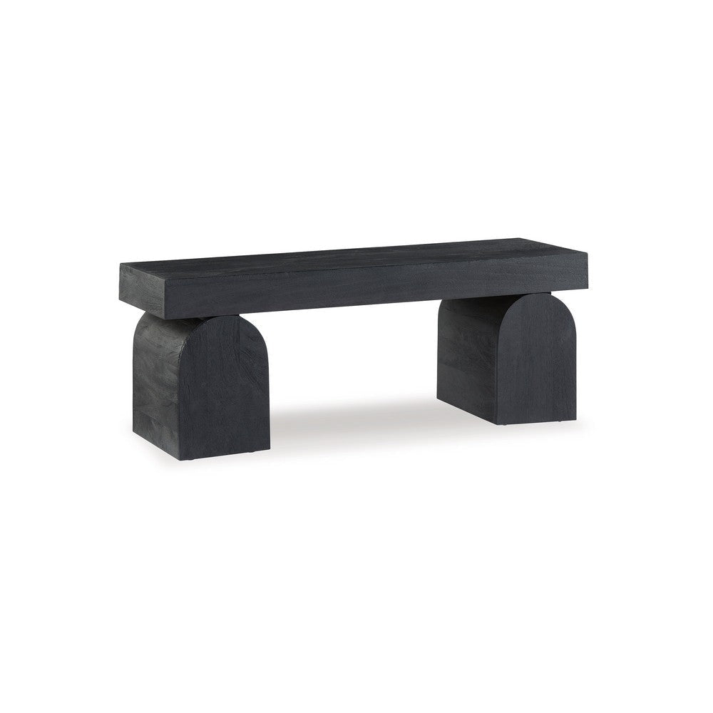 Ashley Accent Bench 50", Oversized Sandblasted Effect, Black Wood