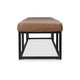 Accent Bench 71 Inch Black Metal Brown Genuine Leather Cushioned Seat By Casagear Home BM318657
