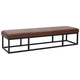 Ashley Accent Bench, 71", Black Metal, Brown Genuine Leather