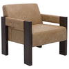 Live Accent Chair, Cushioned Seat, Brown Faux Leather, Espresso Brown Wood By Casagear Home