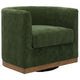 Ashley Swivel Accent Chair, Barrel Style, Green Fabric, Brown Wood