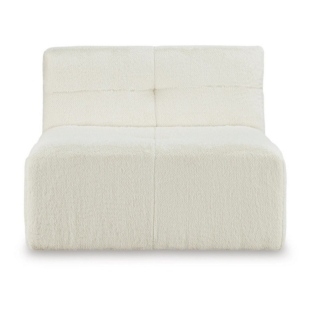 Accent Chair Cushioned Tufted Seat and Back White Polyester Faux Fur By Casagear Home BM318661