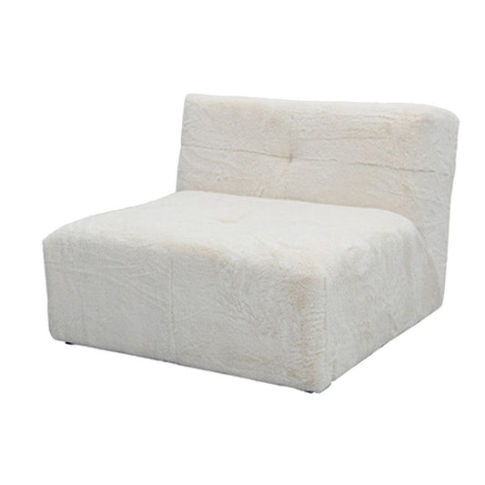 Accent Chair, Cushioned Tufted Seat and Back, White Polyester Faux Fur By Casagear Home