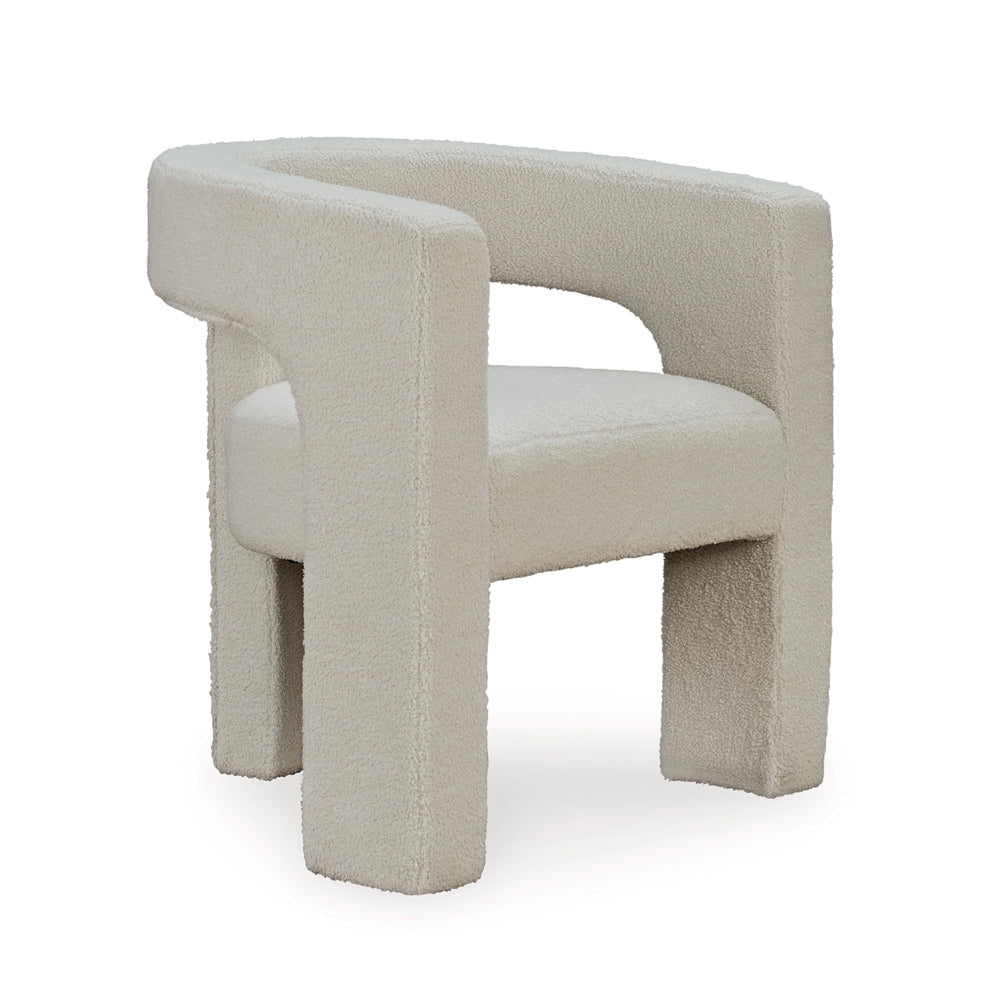 Sovi Accent Chair, Cushioned Seating, Barrel Back with Cutout Design, Ivory By Casagear Home