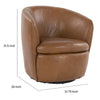 Ashley Niko Swivel Accent Chair Round Barrel Brown Grain Leather BM318664