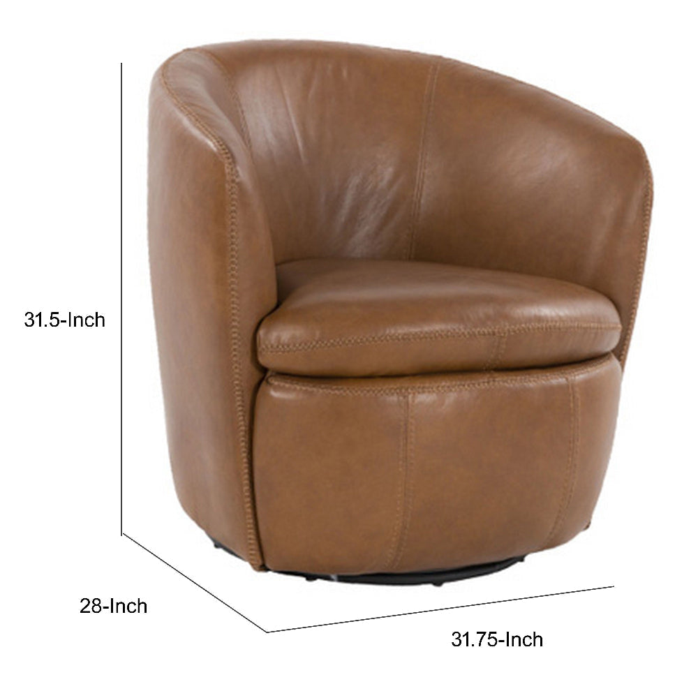 Ashley Niko Swivel Accent Chair Round Barrel Brown Grain Leather BM318664