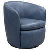 Ashley Niko Swivel Accent Chair, Round Barrel, Blue Grain Leather