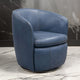 Ashley Niko Swivel Accent Chair, Round Barrel, Blue Grain Leather
