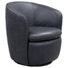 Ashley Niko Swivel Accent Chair Barrel Dark Blue Grain Leather BM318666